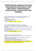 IDAHO Pesticide Applicator Exam Real Exam Questions and Answers | 2023- 2024 Version | Verified Answers | Already Passed | Latest Version (Just Released)