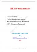 HESI Fundamentals   12 Latest Versions   Verified Questions and Answers   Best Document for Exam Preparation   100 % Satisfaction Guaranteed