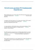 NCLEX style questions PN Fundamentals Final Review