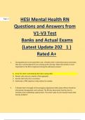 HESI RN MENTAL HEALTH 2021 to 2023 V1_V2_V3 QUESTIONS AND ANSWERS