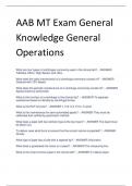 Latest AAB MT Exam General Knowledge General Operations