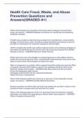 Health Care Fraud, Waste, and Abuse Prevention Questions and Answers(GRADED A+) 