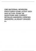 CMS MATERNAL NEWBORN PROCTORED EXAM LATEST 2023- 2024 ACTUAL EXAM 100 QUESTIONS AND CORRECT DETAILED ANSWERS (VERIFIED ANSWERS) |ALREADY GRADED A+