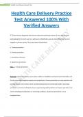 Health Care Delivery Practice Test Answered 100% With Verified Answers