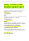 Nursing 120 Med Surg week 2 Quiz 1 Questions and Answers- West Coast University(Rated A) LATEST