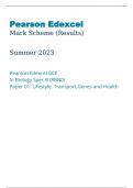 Pearson Edexcel Mark Scheme Summer june 2023 Pearson Edexcel GCE In Biology Spec B 8BN0 Paper 01 Lifestyle Transport Genes and Health