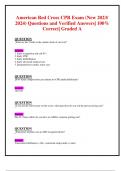 American Red Cross CPR Exam (New 2023/ 2024) Questions and Verified Answers| 100%  Correct| Graded A