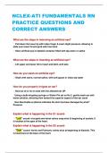 NCLEX-ATI FUNDAMENTALS RN  PRACTICE QUESTIONS AND  CORRECT ANSWERS 