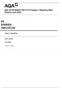 AQA AS SPANISH 7691/3T/3V Ppaper 3 Speaking Mark Scheme June 2023