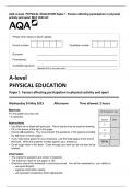 AQA A-level PHYSICAL EDUCATION 7582 PAPER 1 AND 2 QP AND MS 2023 COMPLETE SET