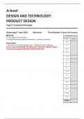 AQA A-level DESIGN AND TECHNOLOGY: PRODUCT DESIGN Paper 1 Technical Principles QUESTION PAPER JUNE 2023 For Examiner’s Use Question Mark 1–2 3 4–