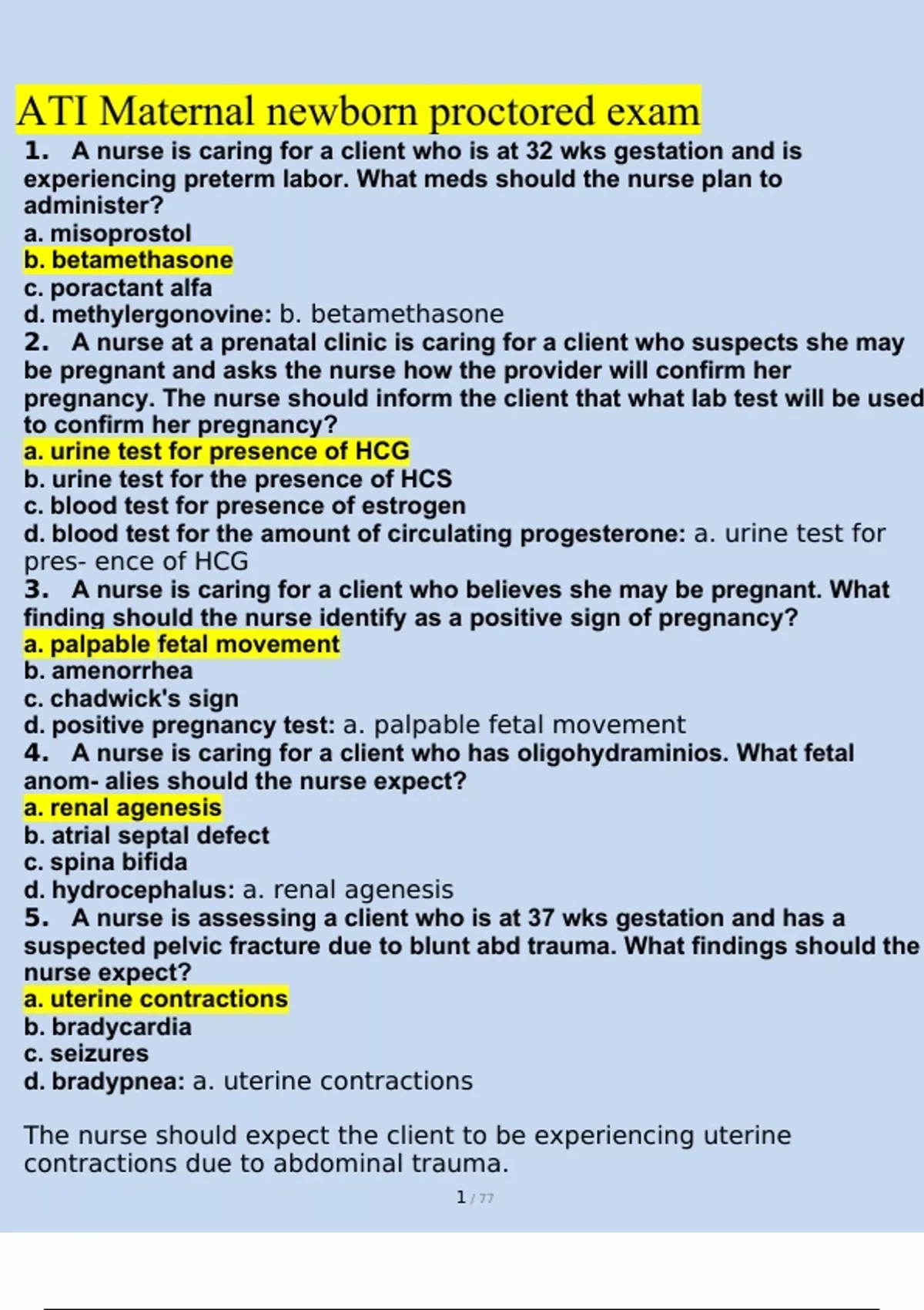 ATI Maternal Newborn Proctored Exam (Graded A) (2023/2024) Newest ...