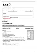 AQA A-level ACCOUNTING Paper 2 Accounting for analysis and decision-making QP 2023