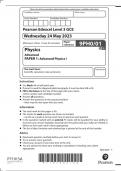 EDEXCEL A LEVEL 2023 PHYSICS 9PHO A LEVEL JUNE 2023 PAPER 1 ADVANCED PHYSICS 1