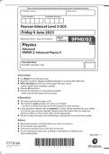 EDEXCEL A LEVEL 2023 PHYSICS 9PHO A LEVEL JUNE 2023 PAPER 2 