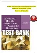 TEST BANK For Advanced Health Assessment and Diagnostic Reasoning, 4th Edition by Jacqueline Rhoads, Verified Chapters 1 - 18, Complete Newest Version