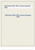 CDA Exam With 100% Correct Answers 2023