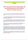 WGU D220 Informatics Quiz Bank. All  possible Questions with Verified  Answers | Latest 2023-2024