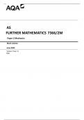 AQA AS  FURTHER MATHEMATICS 7366/2M Paper 2 Mechanics Mark scheme June 2023 Version: Final 1.0  