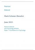 Pearson Edexcel GCE Psychology 9PS0/01 Paper 1 Foundations in Psychology June 2023