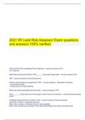  2021 WI Lead Risk Assessor Exam questions and answers 100% verified.