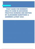       TEST BANK FOR WOMEN’S HEALTH CARE IN ADVANCED PRACTICE NURSING 2ND EDITION BY ALEXANDER QUESTIONS & ANSWERS LATEST 2024