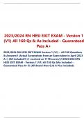 2023 / 2024 RN HESI EXIT EXAM – Version 1 , 2 , 3 , 4 all 160 Qs and As Included – Guaranteed Pass A+ Graded A+
