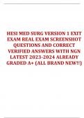 HESI MED SURG VERSION 1 EXIT EXAM REAL EXAM SCREENSHOT QUESTIONS AND CORRECT VERIFIED ANSWERS WITH NGN LATEST 2023-2024 ALREADY A+