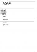 AQA  A-level PHYSICS 7408/2 Paper 2 Mark scheme June 2023 Version: 1.0 Final 