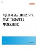 AQA JUNE 2022 CHEMISTRY A LEVEL 7405 PAPER 3 MARKSCHEME