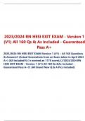 2023/2024 RN HESI EXIT EXAM - Version 1 (V1) All 160 Qs & As Included - Guaranteed Pass A+