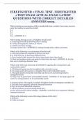 FIREFIGHTER 1 FINAL TEST, FIREFIGHTER 1 TEST EXAM ACTUAL EXAM LATEST QUESTIONS WITH CORRECT DETAILED ANSWERS 2023.