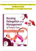 Test Bank For Nursing Delegation and Management of Patient Care, 3rd Edition by Motacki, Complete Chapters 1 - 21, Newest Version (100% Verified by Experts)