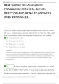 HESI Practice Test Assessment Performance 2023 REAL ACTUAL QUESTION AND DETAILED ANSWERS WITH RATIONALES.