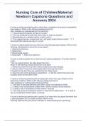 Nursing Care of Children/Maternal Newborn Capstone Questions and Answers 2024