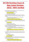 ATI RN Nutrition Exam (6 New Latest Versions 2023)  100% Verified