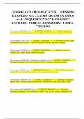 GEORGIA CLAIMS ADJUSTER LICENSING EXAM 2024 GA CLAIMS ADJUSTER EXAM ALL 130 QUESTIONS AND CORRECT ANSWERS (VERIFIED ANSWERS) | LATEST VERSION