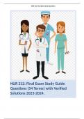 NUR 212: Final Exam Study Guide Questions (54 Terms) with Verified Solutions 2023-2024. 