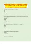 Real Estate U Texas Promulgated Contract Forms | 285 Questions with 100% Correct Answers | Verified | Latest Update 2024 | 60 Pages