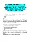 {NGN} PN PHARMACOLOGY PROCTORED LATEST EXAM QUESTIONS WITH COMPLETE & VERIFIED RATIONALES AND ANSWERS 2023/2024