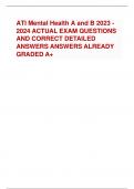 ATI Mental Health A and B 2023 - 2024 ACTUAL EXAM QUESTIONS AND CORRECT DETAILED ANSWERS ANSWERS ALREADY GRADED A+