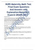 NURS Maternity Math Test  Final Exam Questions And Answers with  Explanation/Maternity Exam/A GRADE 20230