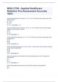 WGU C784 - Applied Healthcare Statistics Pre-Assessment Accurate 100%
