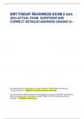 EMT FISDAP READINESS EXAM 2 2023- 2024 ACTUAL EXAM QUESTIONS AND CORRECT DETAILED ANSWERS GRADED A+ Are administering oral glucose to a known diabetic. What should you be most concerned about? - ANSWER-The smell of acetone on breath 45 year old is 34 week