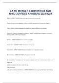 AA RN MODULE A QUESTIONS AND  100% CORRECT ANSWERS 2023/2024