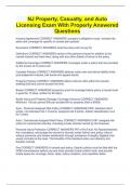 NJ Property, Casualty, and Auto Licensing Exam With Properly Answered Questions