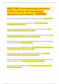 WGU C963 Pre-Assessment American Politics and the US Constitution Questions with 100% Correct Answers | Latest Update 2024 | Verified