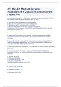 ATI NCLEX Medical Surgical Assessment 1 Questions and Answers  ( rated A+)