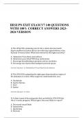 HESI PN EXIT EXAM V7 140 QUESTIONS WITH 100% CORRECT ANSWERS 2023- 2024 VERSION 