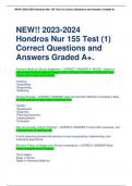 NEW!! 2023-2024 Hondros Nur 155 Test (1) Correct Questions and Answers Graded A+.